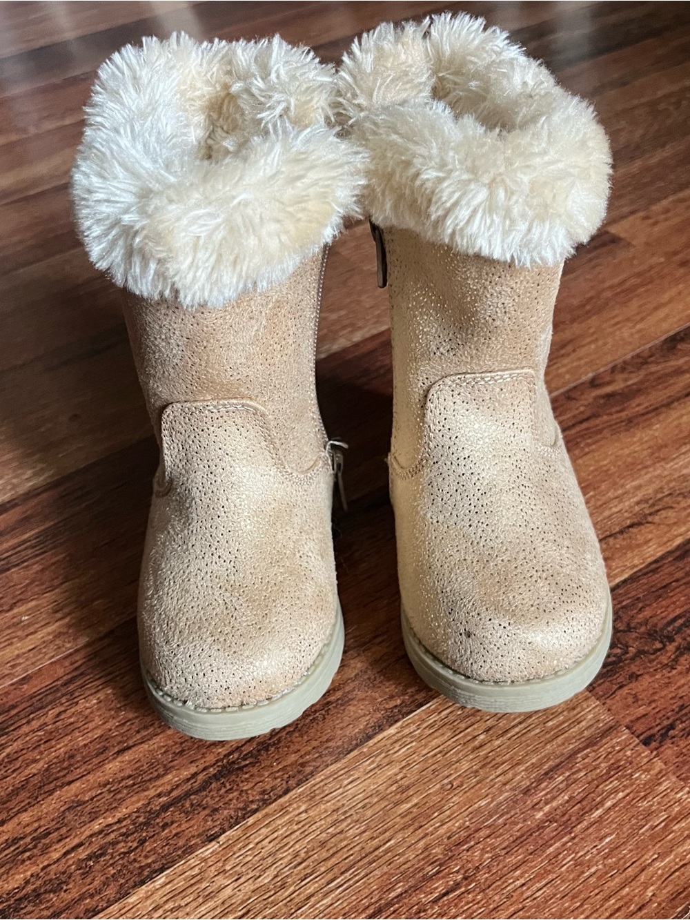 Cat & Jack Girls Tan Faux-Fur Cuff Winter Boots